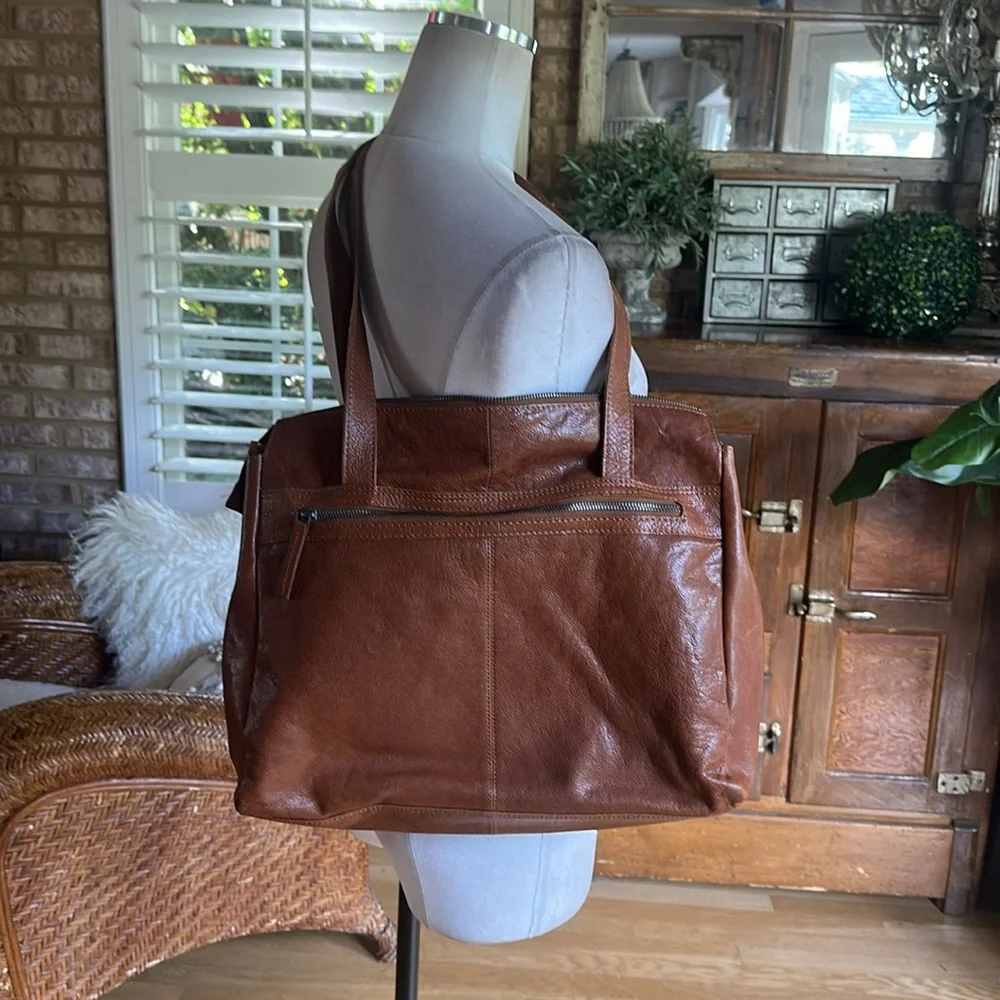 SPIKES & SPARROW COGNAC LEATHER LAPTOP BAG